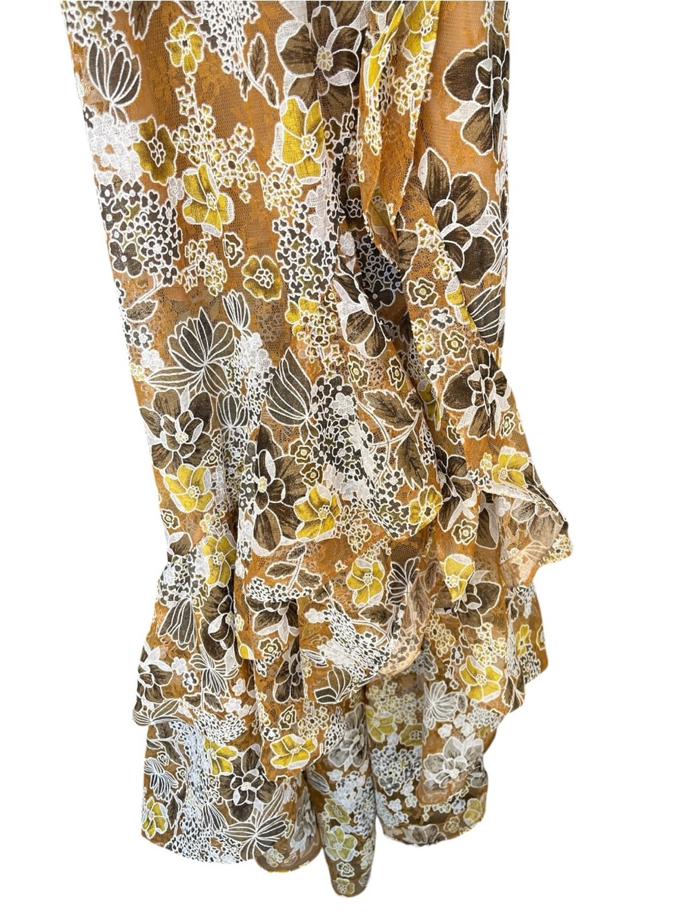 Bronx and Banco Sicilia floral Ruffle Dress in brown gold white Multi S - Picture 5 of 11